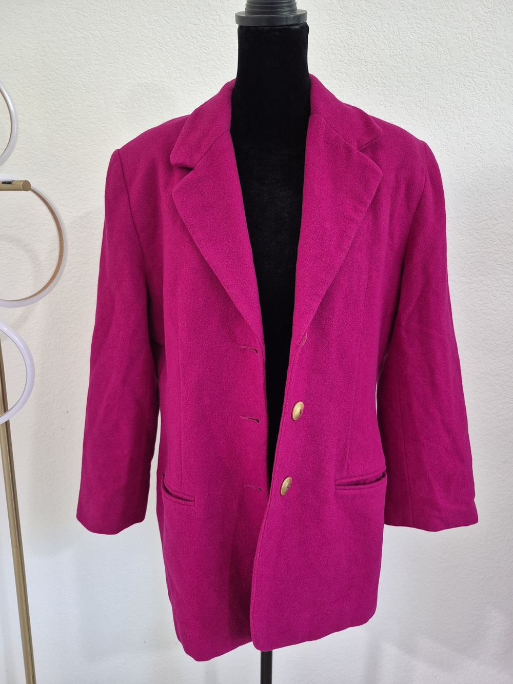 Women's Hot Pink Blazer Jacket - Classic Single-Breasted Style